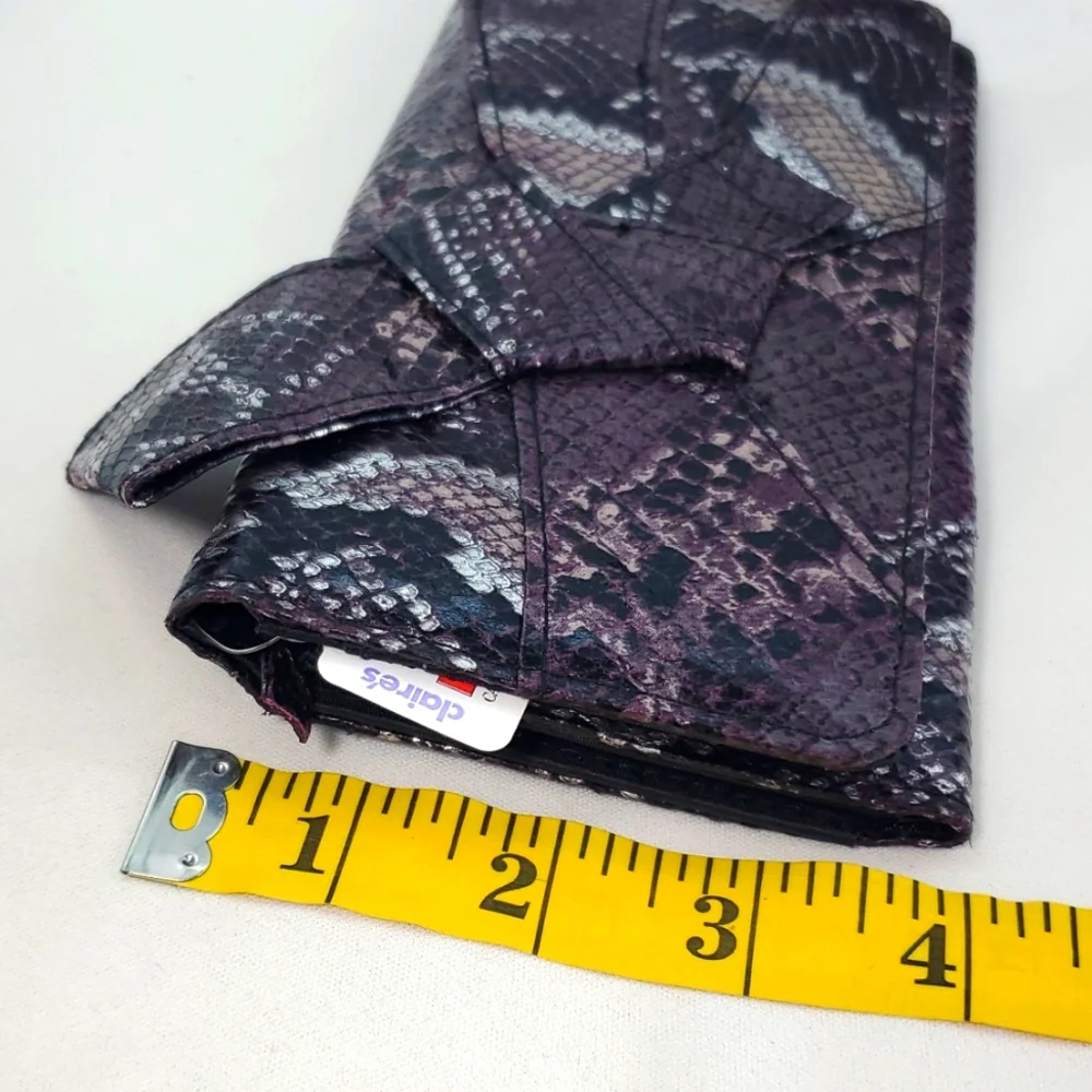 NWT! Claire's Purple and Silver Faux Croc Wallet